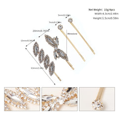 4pcs Rhinestone Metal Hair Clip Hair Accessories For Women