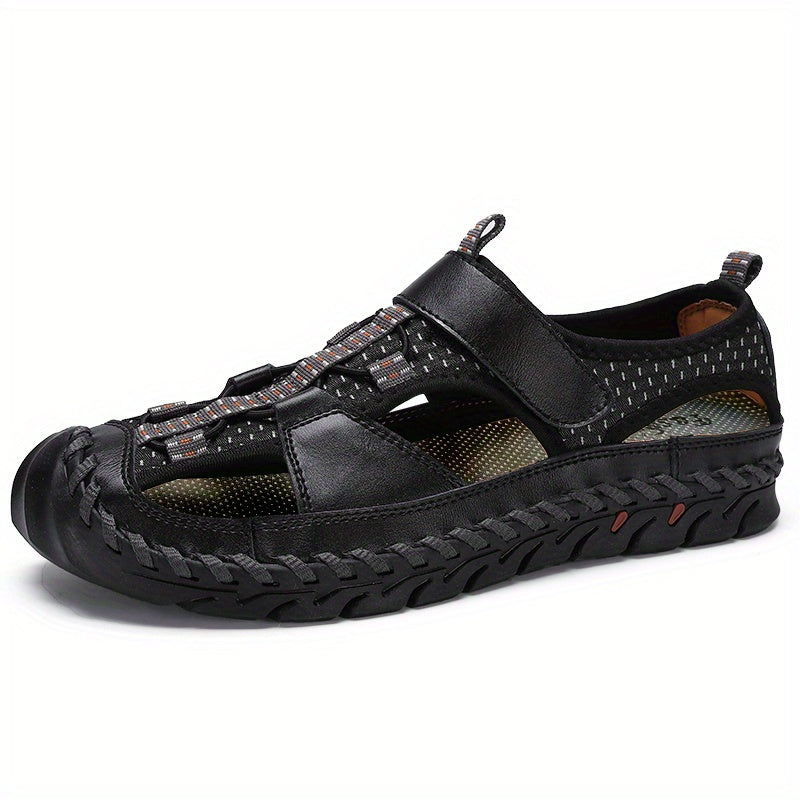 Men's Mesh Closed Toe Hook & Loop Sandals Beach Shoes Summer
