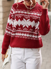 Christmas Pattern Crew Neck Pullover Sweater Women's Clothing