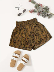 Leopard Print High Waist Shorts Casual Loose Wide Leg Shorts Women's Clothing