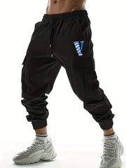 Snake Pattern V Letter Print Cargo Pants