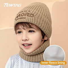 2pcs Autumn Winter Thickened Hat Neck Gaiter Warm Knitted Hat Scarf Set