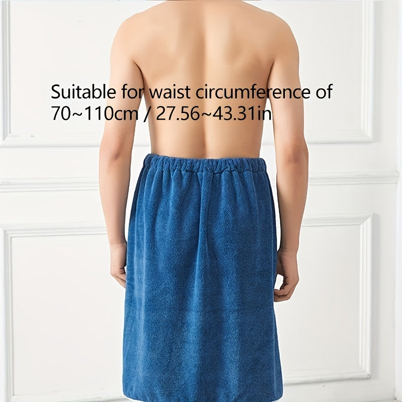 Men's Wearable Microfiber Bath Skirt With Pocket Soft Absorbent Wrap Towel
