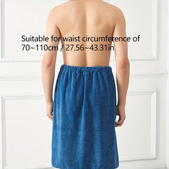 Men's Wearable Microfiber Bath Skirt With Pocket Soft Absorbent Wrap Towel