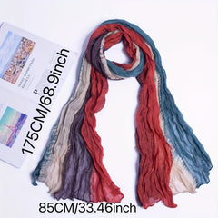 Vintage Tie Dye Voile Scarf Block Crinkle Shawl