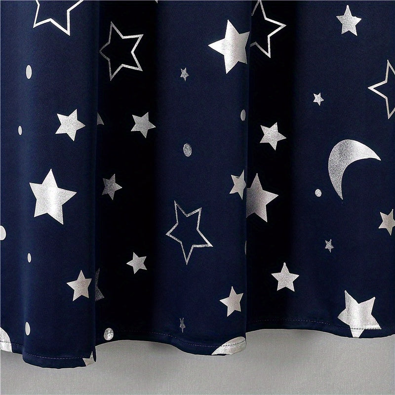 Star Moon Blackout Window Curtain for Home Decor