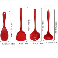 4pcs Silicone Kitchenware Cooking Utensils Set Non-Stick Pot Shovel Spoon