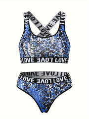 6 Pack Plus Size Sports Lingerie Set Women's Plus Print Bra & Panty