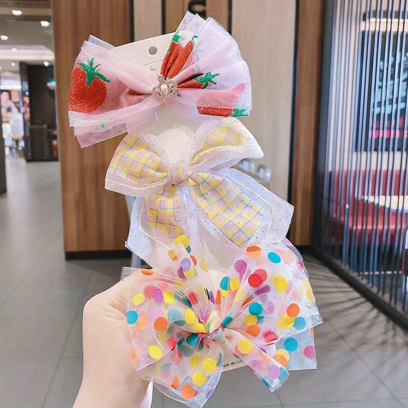 3pcs Princess Bow Hair Clip Little Girl Hair Accessories