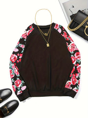 Floral Print Pullover Sweatshirt for Fall & Winter Women's Clothing