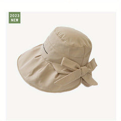 Bowknot UV Protection Sun Hat Wide Brim Solid Summer Visors Bucket Hat