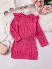Girls' Swirl Textured Long Sleeve Dress for Party Outfit