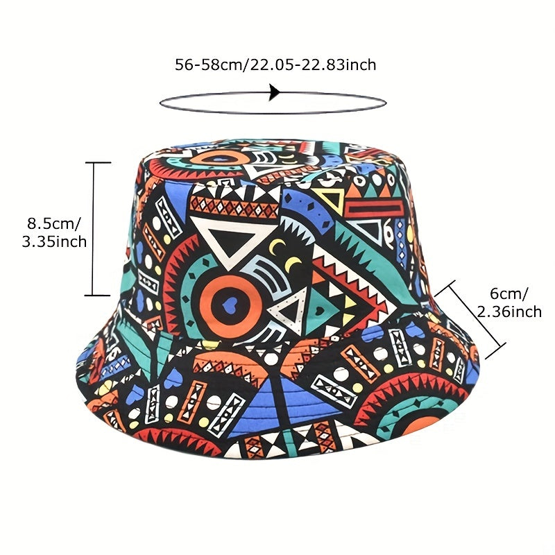 Geometric Abstract Print Fisherman Hat Men's Spring And Summer