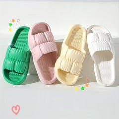 Women's Pleated Cloud Slides Soft Sole Non Slip Home Shower Slides