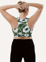 Floral Print Racer Back Plus Size Sports Bra Yoga Fitness Bra