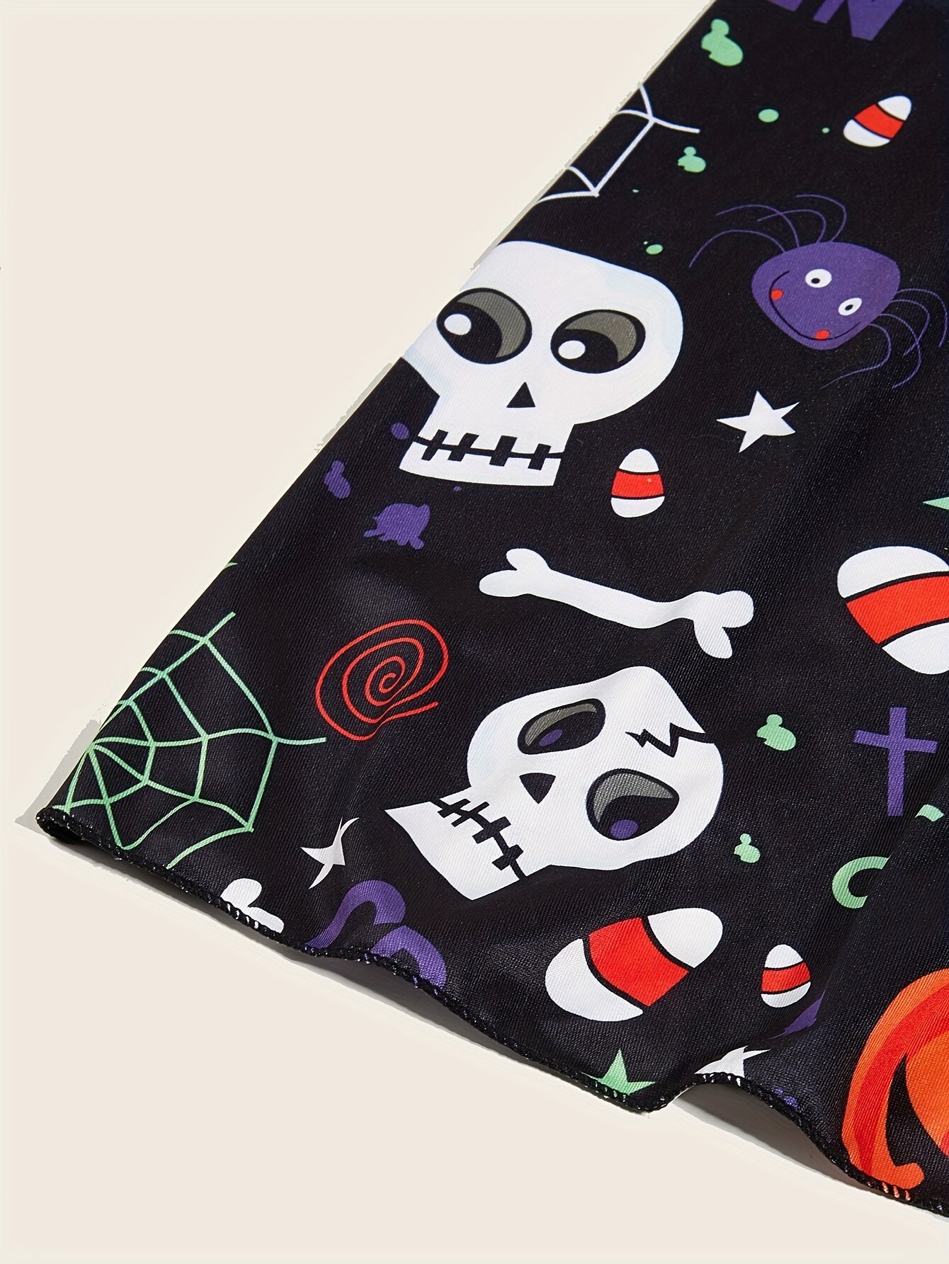 Gothic Nightdress Women's Plus Skull & Pumpkin Print Round N