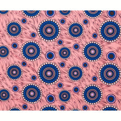African Wax Dye Fabric Circle Pattern Pastel Pink Polyester Material