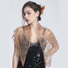 Rose Embroidery Lace Square Scarf Bandana Head Wrap