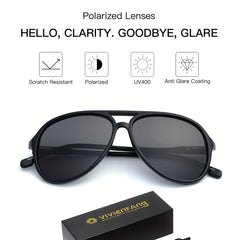 Retro Polarized Aviator Sunglasses UV Protection Lightweight Glasses