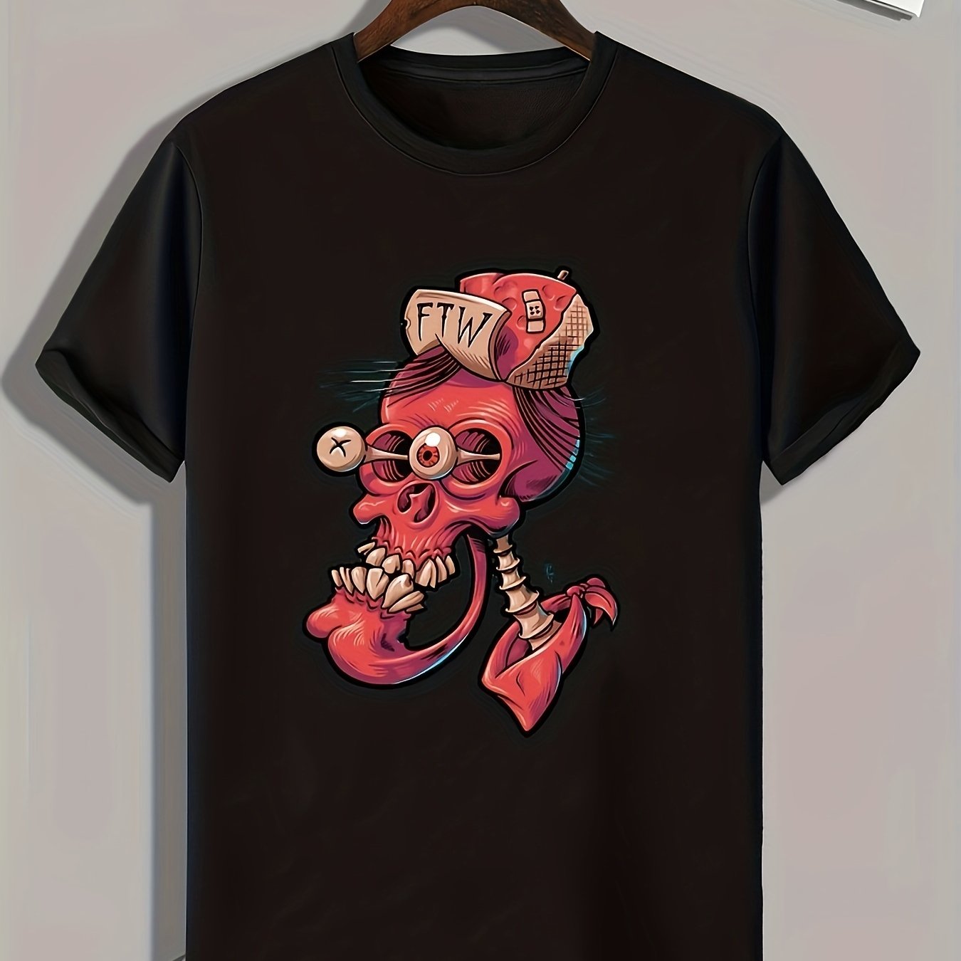 Skull Print Men's Graphic T-shirt for Summer