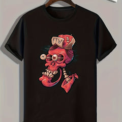 Skull Print Men's Graphic T-shirt for Summer