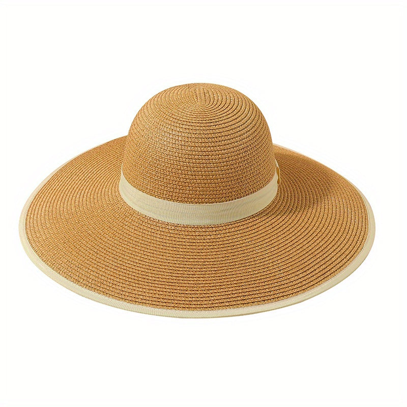 Floppy Straw Sun Hat Wide Brim Breathable Beach Hat