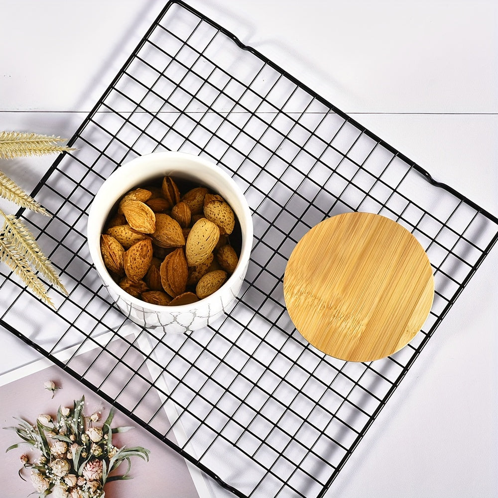 Middle Size Bone Jar Canister With Bamboo Lid - Home Kitchen Storage
