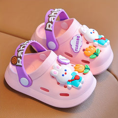Breathable Clogs with Cartoon Charms for Baby Girls