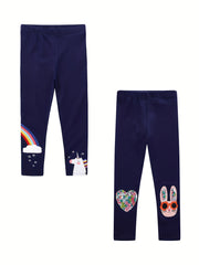 2pcs Easter Bunny & Rainbow Leggings Set
