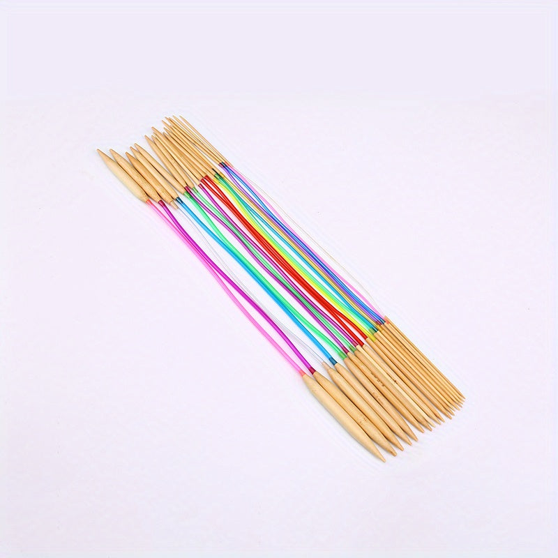 18pcs Bamboo Ring Knitting Tool Set Sweater Needle Bleaching Tube