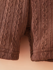Girls Knitted Long Sleeve Jumpsuit with Waist Belt