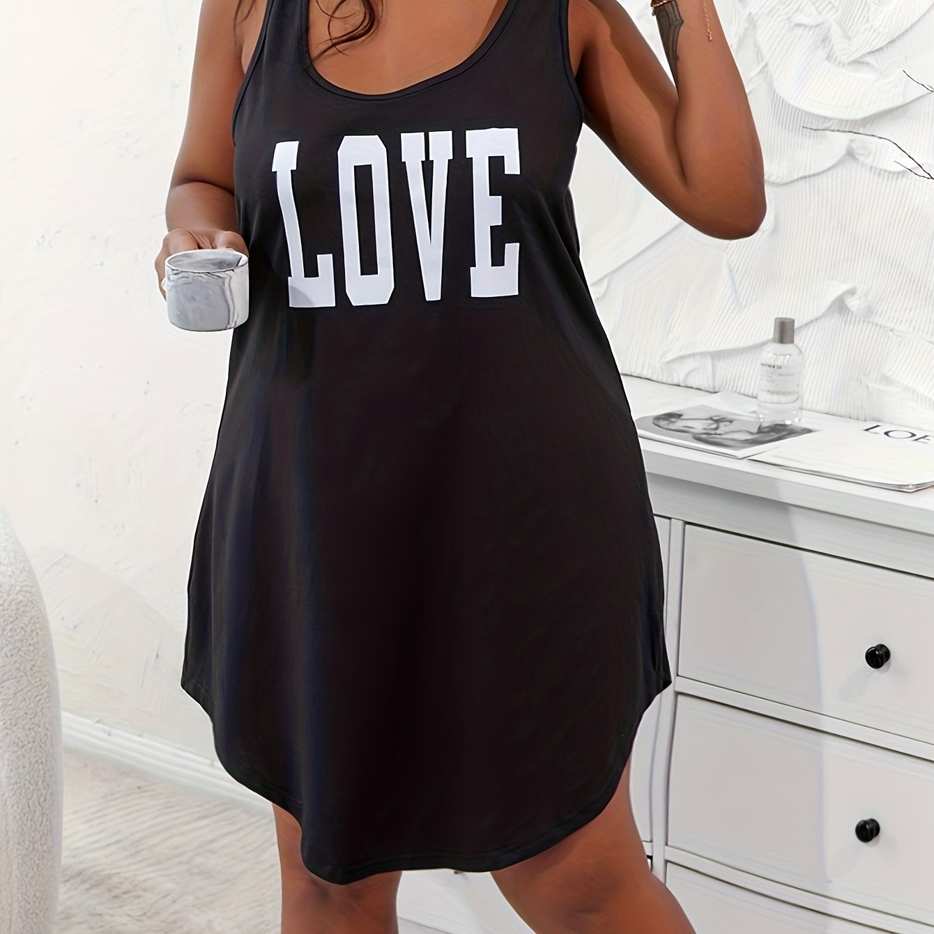 Casual Crew Neck Tank NightDress for Women