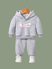 2pcs ICE CREAM Hoodies Pants Set Girls Boys Spring Fall Sports Gift
