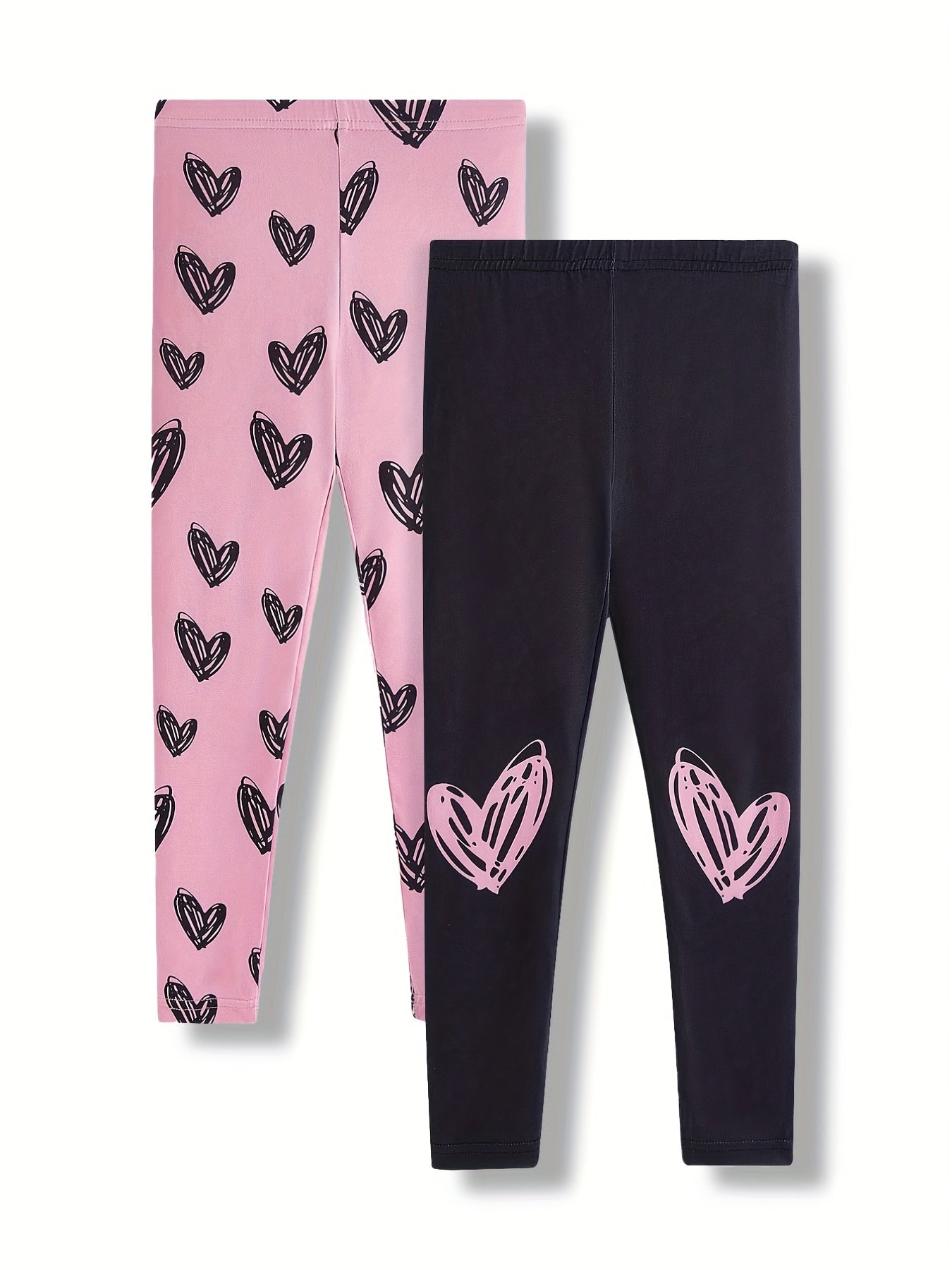 Toddler Girls Heart Graphic Footless Leggings Stretchy Tight Fit Legging Pants