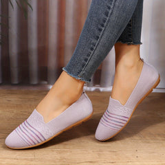 Women's Knit Ballet Flats Comfortable Slip On Shoes Casual Walking Flat
