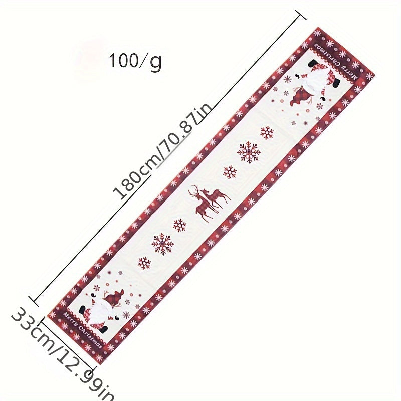 1pc Christmas Table Runner Merry Christmas Red Home Decor Polyester Table Runner