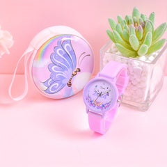 Girls' Butterfly Strap Watch Set with Coin Purse