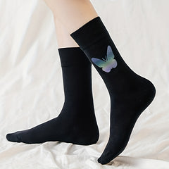 5 Pairs Butterfly Print Mid Tube Socks Women's Stockings