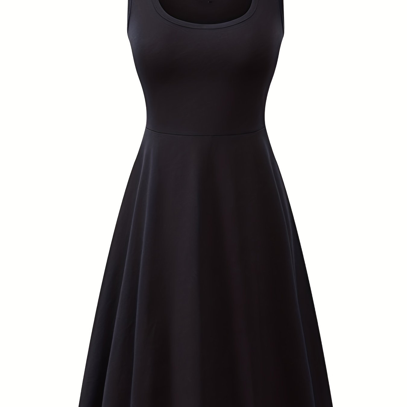 Basic Tank Dress Women's Plus Round Neck Solid Tank Dress