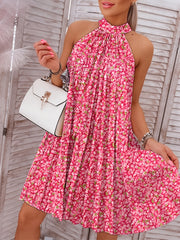 Floral Print Halter Neck Dress Sexy Halter Dress
