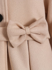 Girls' Bow Front Collar Jacket Coat For Fall Winter