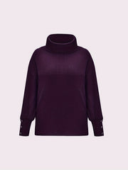 Solid Turtleneck Sweater with Button Decor