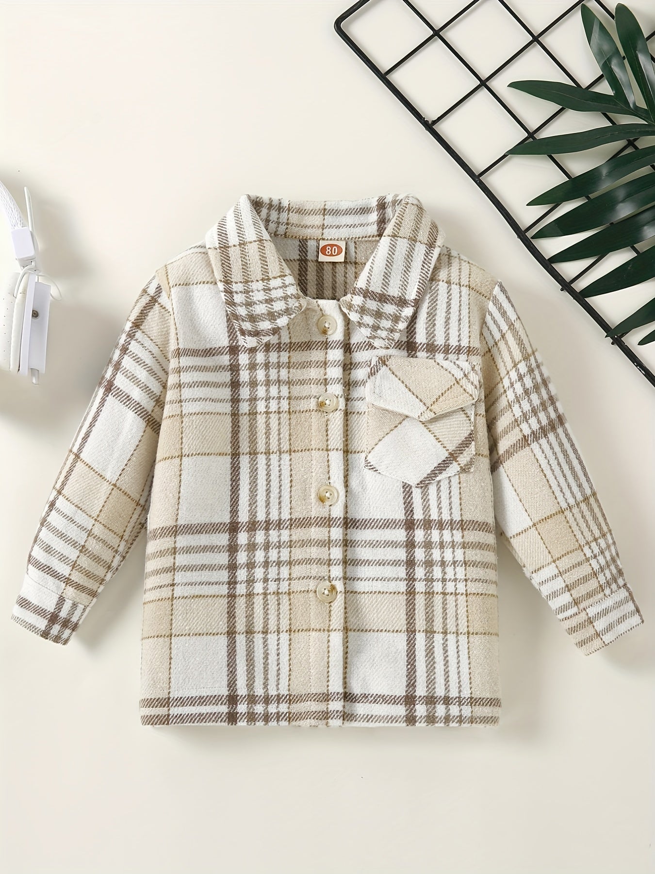Toddler Baby Plaid Flannel Long Sleeve Button Down Shacket Coat