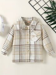 Toddler Baby Plaid Flannel Long Sleeve Button Down Shacket Coat