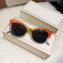 Y2K Cat Eye Sunglasses Block Gradient Glasses UV400