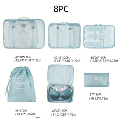 8pcs Travel Luggage Packing Cubes Clothes Storage Bag Shoes Bag