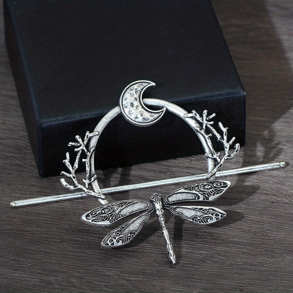 Vintage Witch Pagan Hairpin Dragon Crescent Moon Hairpin Magic Occult Hair Stick