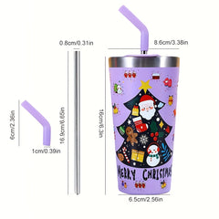 Christmas Vacuum Water Bottle 17oz Stainless Steel Insulated Leakproof Cup