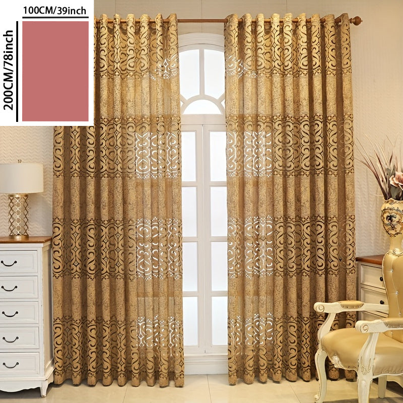 1pc Coffee European Style Jacquard Sheer Curtains for Living Room Bedroom