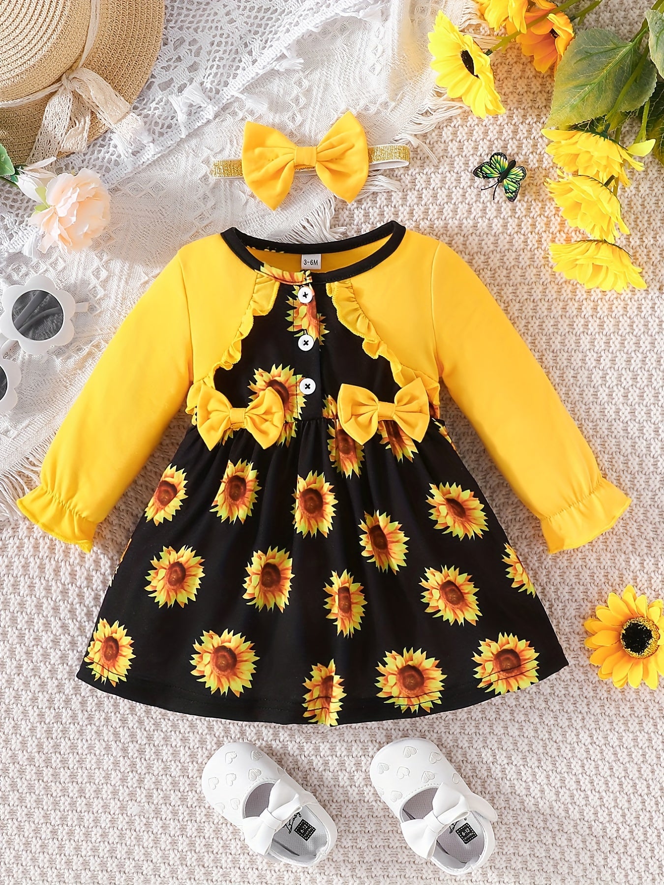 Baby Girl's Cartoon Print Splicing Dress